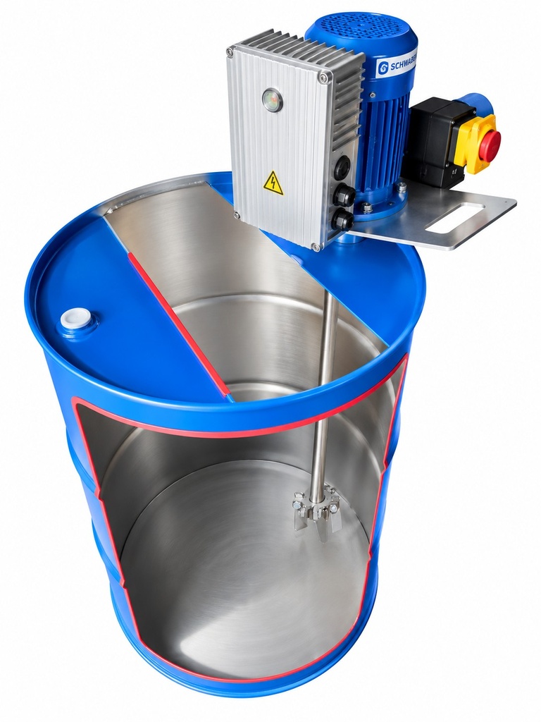 Agitator cu turatie reglabila pentru butoaie metalice 200 L cu orificiu 2", 0,37 kW, 230 V - SRTSPLR-VARI